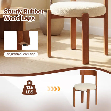 Modern Dining Chairs Set of 4 with Solid Rubber Wood Legs - Brown - Oasis Home Essentials