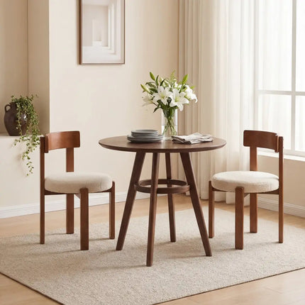 Modern Dining Chairs Set of 4 with Solid Rubber Wood Legs - Brown - Oasis Home Essentials