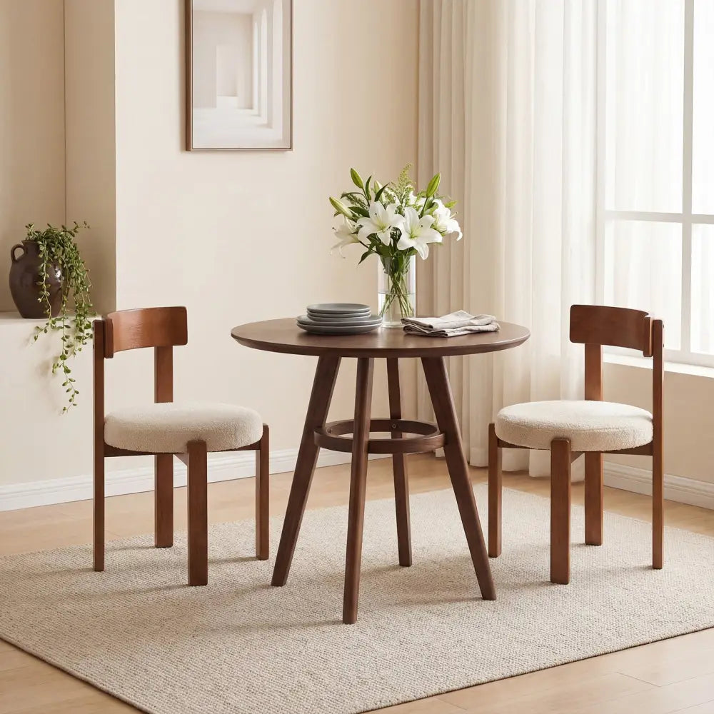 Modern Dining Chairs Set of 4 with Solid Rubber Wood Legs-Brown - Brown - Dining Chairs