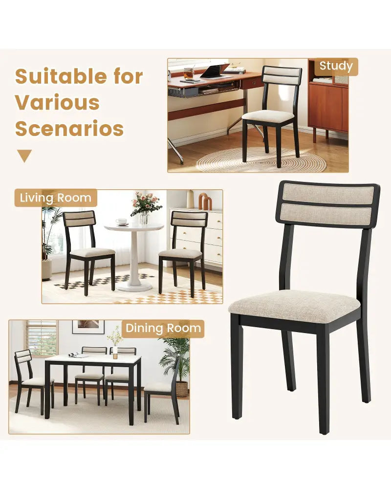 Modern Dining Chairs Set of 4 with Tilt Backrest for Dining Room-Black - Black - Dining Chairs