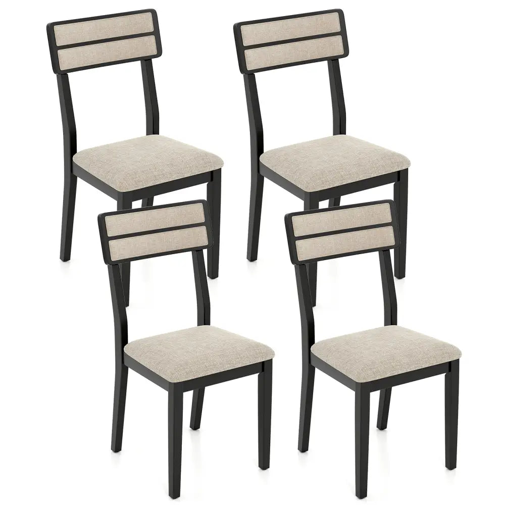 Modern Dining Chairs Set of 4 with Tilt Backrest for Dining Room-Black - Black - Dining Chairs