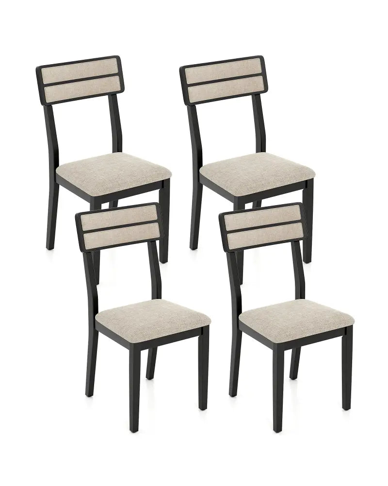 Modern Dining Chairs Set of 4 with Tilt Backrest for Dining Room-Black - Black - Dining Chairs