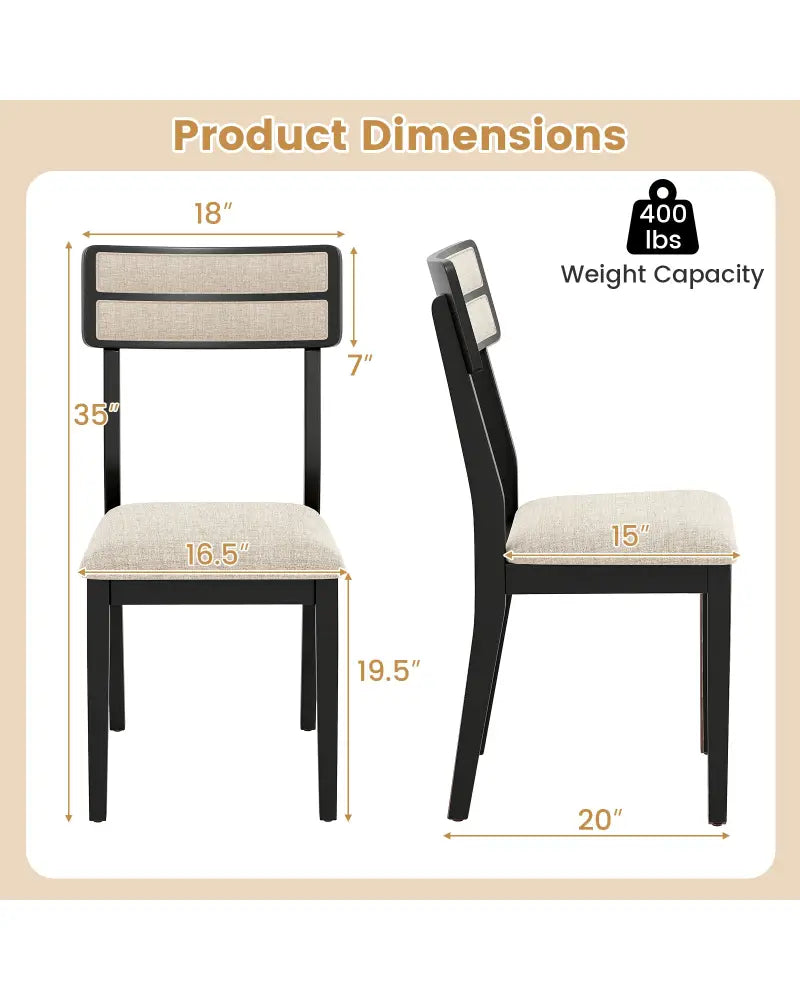 Modern Dining Chairs Set of 4 with Tilt Backrest for Dining Room-Black - Black - Dining Chairs