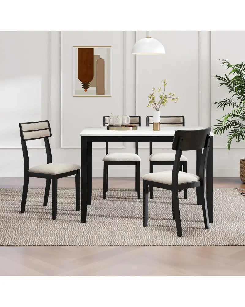Modern Dining Chairs Set of 4 with Tilt Backrest for Dining Room-Black - Black - Dining Chairs