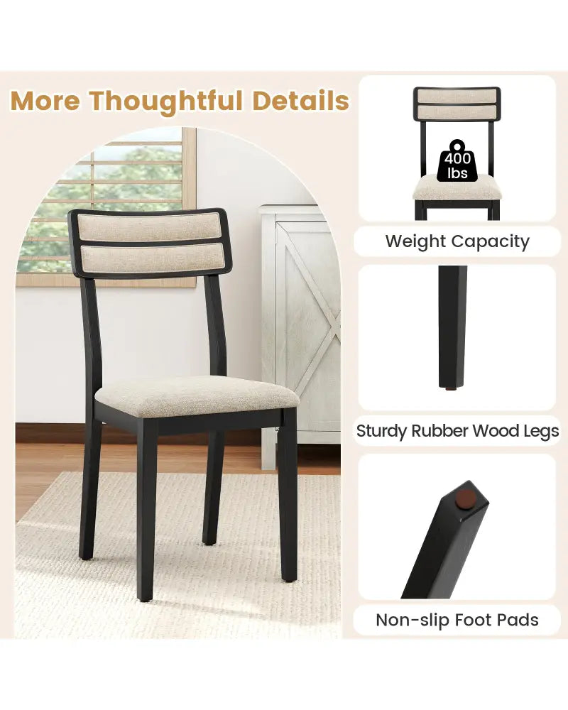 Modern Dining Chairs Set of 4 with Tilt Backrest for Dining Room-Black - Black - Dining Chairs