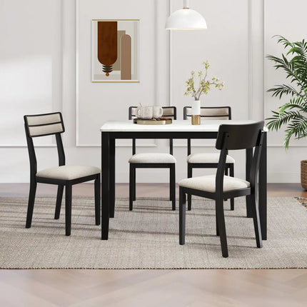Modern Dining Chairs Set of 4 with Tilt Backrest for Dining Room-Black - Black - Dining Chairs