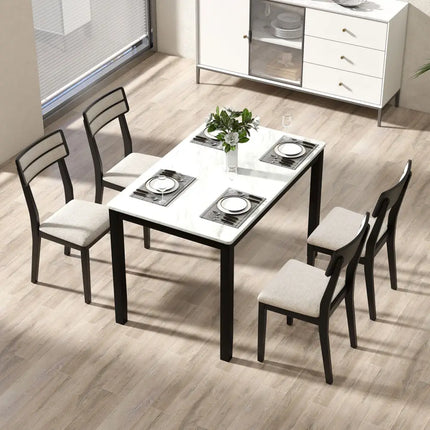Modern Dining Chairs Set of 4 with Tilt Backrest for Dining Room-Black - Black - Dining Chairs