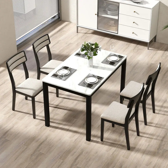 Modern Dining Chairs Set of 4 with Tilt Backrest for Dining Room-Black - Black - Dining Chairs