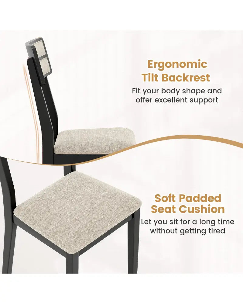 Modern Dining Chairs Set of 4 with Tilt Backrest for Dining Room-Black - Black - Dining Chairs