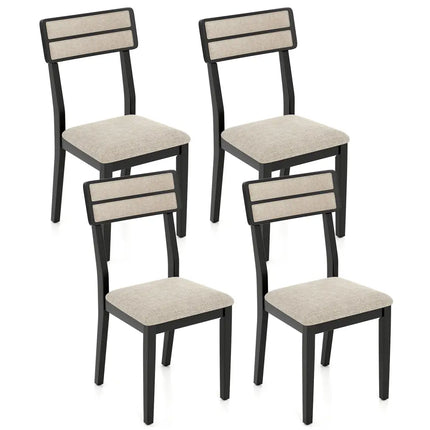 Modern Dining Chairs Set of 4 with Tilt Backrest for Dining Room-Black - Black - Dining Chairs