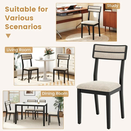 Modern Dining Chairs Set of 4 with Tilt Backrest for Dining Room-Black - Black - Dining Chairs