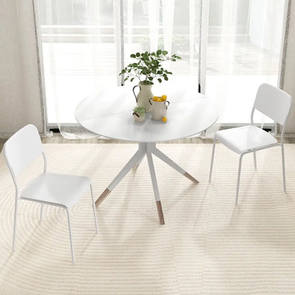 Modern Dining Chairs Set of 4 with Tilted Backrest and Sturdy Metal Legs-White - White - Dining Chairs