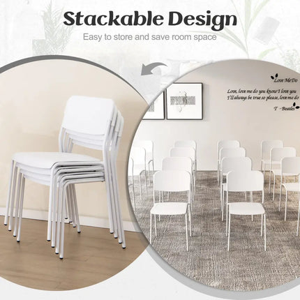 Modern Dining Chairs Set of 4 with Tilted Backrest and Sturdy Metal Legs-White - White - Dining Chairs