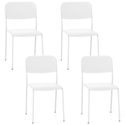 Modern Dining Chairs Set of 4 with Tilted Backrest and Sturdy Metal Legs-White - White - Dining Chairs