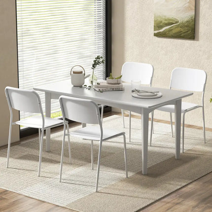 Modern Dining Chairs Set of 4 with Tilted Backrest and Sturdy Metal Legs-White - White - Dining Chairs