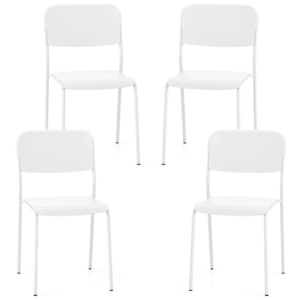 Modern Dining Chairs Set of 4 with Tilted Backrest and Sturdy Metal Legs-White - White - Dining Chairs