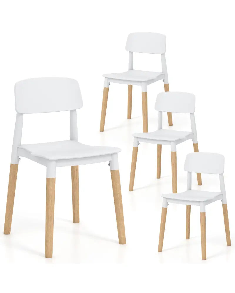 Modern Dining Side Chairs Set of 4 with Ergonomic Backrest for Dining Room-White - White - Dining Chairs