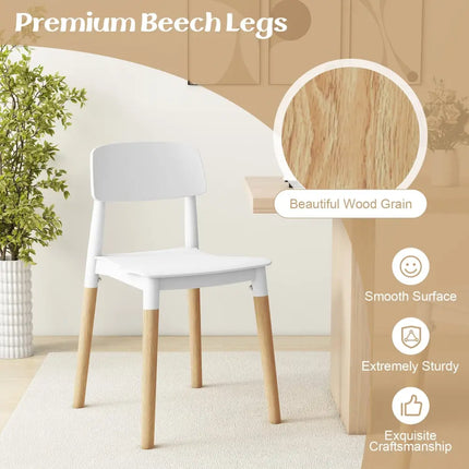 Modern Dining Side Chairs Set of 4 with Ergonomic Backrest for Dining Room-White - White - Dining Chairs