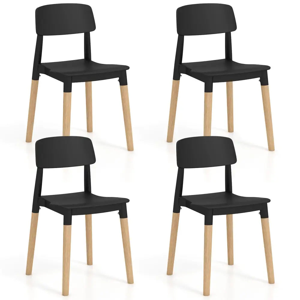Modern Dining Side Chairs Set of 4 with Ergonomic Backrest for Dining Room-Black - Black - Dining Chairs
