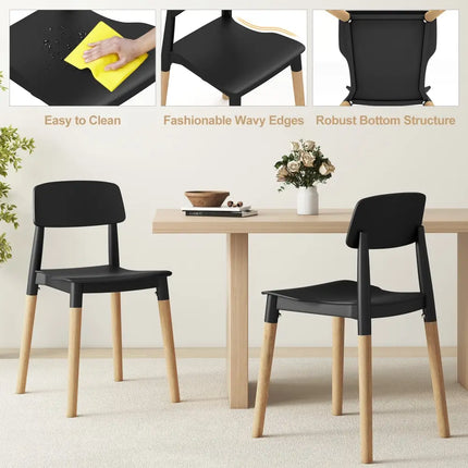 Modern Dining Side Chairs Set of 4 with Ergonomic Backrest for Dining Room-Black - Black - Dining Chairs