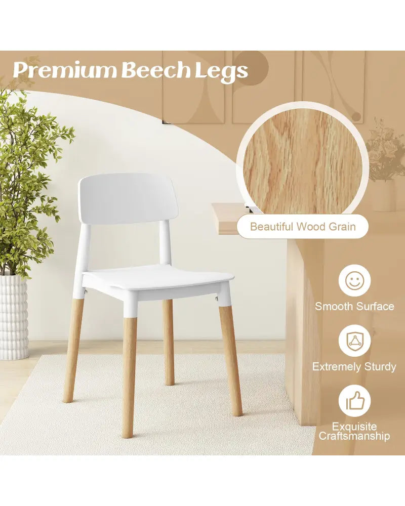Modern Dining Side Chairs Set of 4 with Ergonomic Backrest for Dining Room-White - White - Dining Chairs