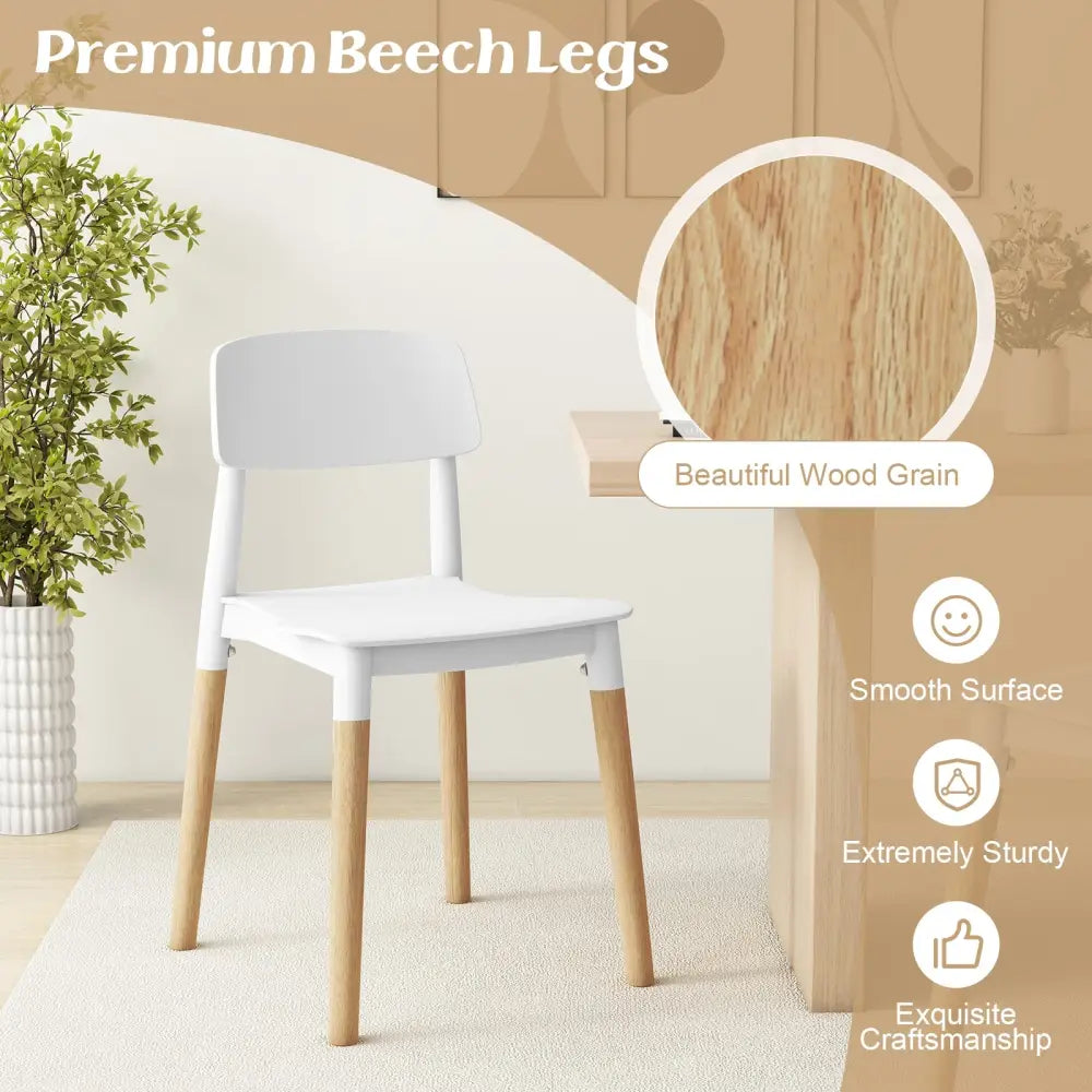 Modern Dining Side Chairs Set of 4 with Ergonomic Backrest for Dining Room-White - White - Dining Chairs