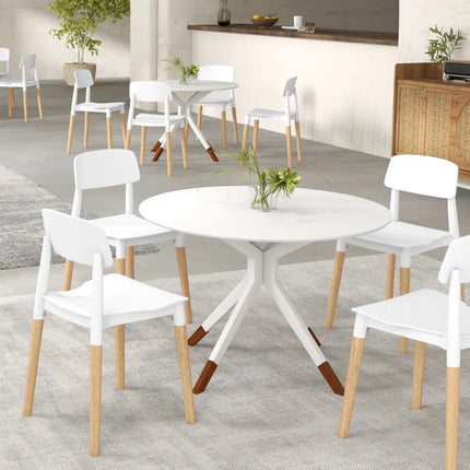 Modern Dining Side Chairs Set of 4 with Ergonomic Backrest for Dining Room-White - White - Dining Chairs