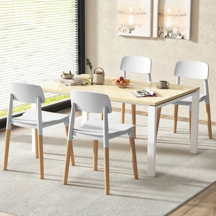 Modern Dining Side Chairs Set of 4 with Ergonomic Backrest for Dining Room-White - White - Dining Chairs