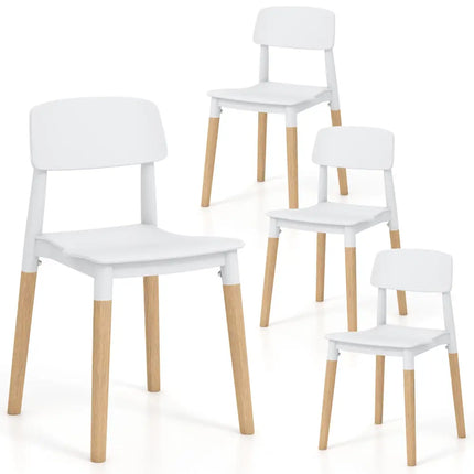 Modern Dining Side Chairs Set of 4 with Ergonomic Backrest for Dining Room-White - White - Dining Chairs