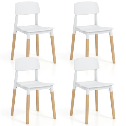 Modern Dining Side Chairs Set of 4 with Ergonomic Backrest for Dining Room-White - White - Dining Chairs
