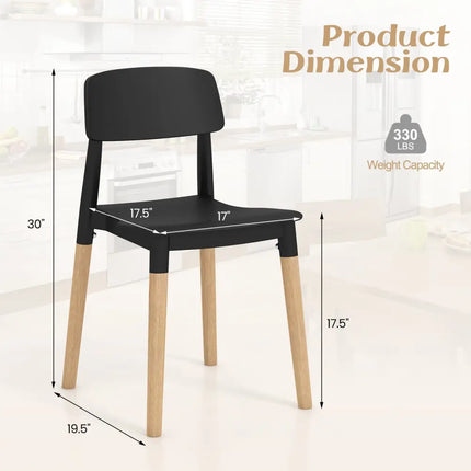 Modern Dining Side Chairs Set of 4 with Ergonomic Backrest for Dining Room-Black - Black - Dining Chairs