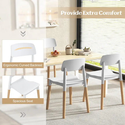 Modern Dining Side Chairs Set of 4 with Ergonomic Backrest for Dining Room-White - White - Dining Chairs