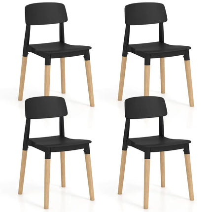 Modern Dining Side Chairs Set of 4 with Ergonomic Backrest for Dining Room-Black - Black - Dining Chairs