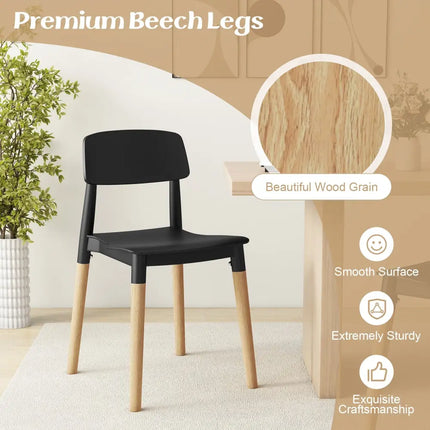Modern Dining Side Chairs Set of 4 with Ergonomic Backrest for Dining Room-Black - Black - Dining Chairs