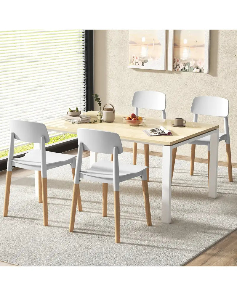 Modern Dining Side Chairs Set of 4 with Ergonomic Backrest for Dining Room-White - White - Dining Chairs
