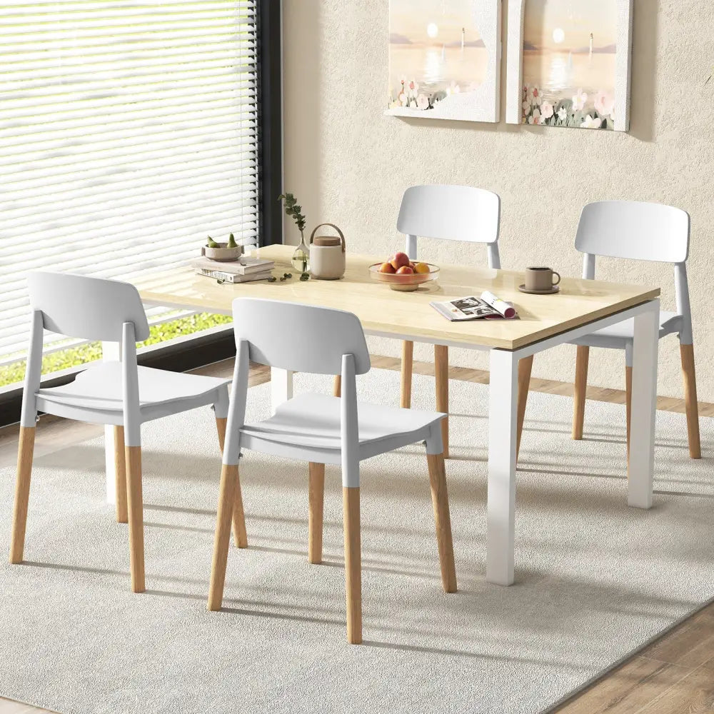 Modern Dining Side Chairs Set of 4 with Ergonomic Backrest for Dining Room-White - White - Dining Chairs