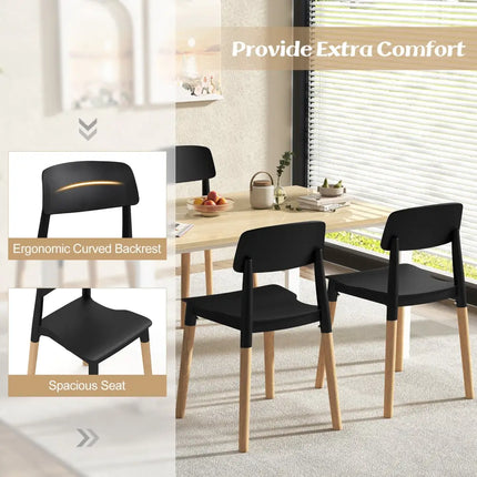 Modern Dining Side Chairs Set of 4 with Ergonomic Backrest for Dining Room-Black - Black - Dining Chairs
