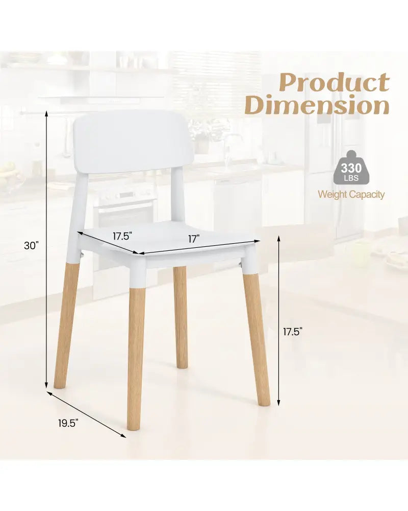 Modern Dining Side Chairs Set of 4 with Ergonomic Backrest for Dining Room-White - White - Dining Chairs