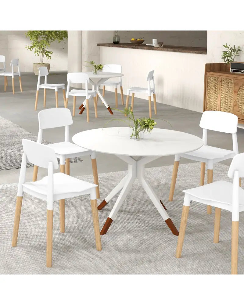 Modern Dining Side Chairs Set of 4 with Ergonomic Backrest for Dining Room-White - White - Dining Chairs