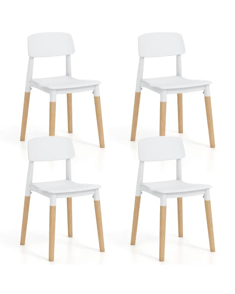 Modern Dining Side Chairs Set of 4 with Ergonomic Backrest for Dining Room-White - White - Dining Chairs