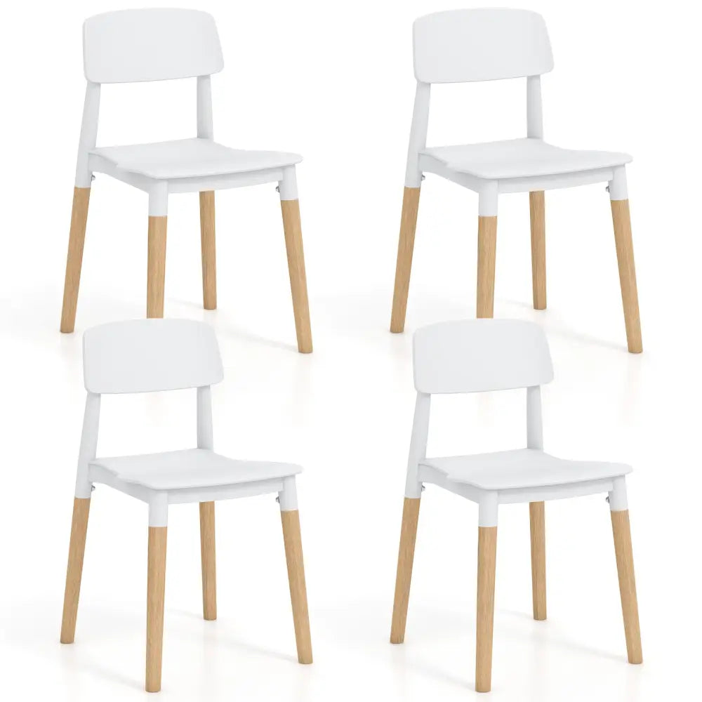 Modern Dining Side Chairs Set of 4 with Ergonomic Backrest for Dining Room-White - White - Dining Chairs