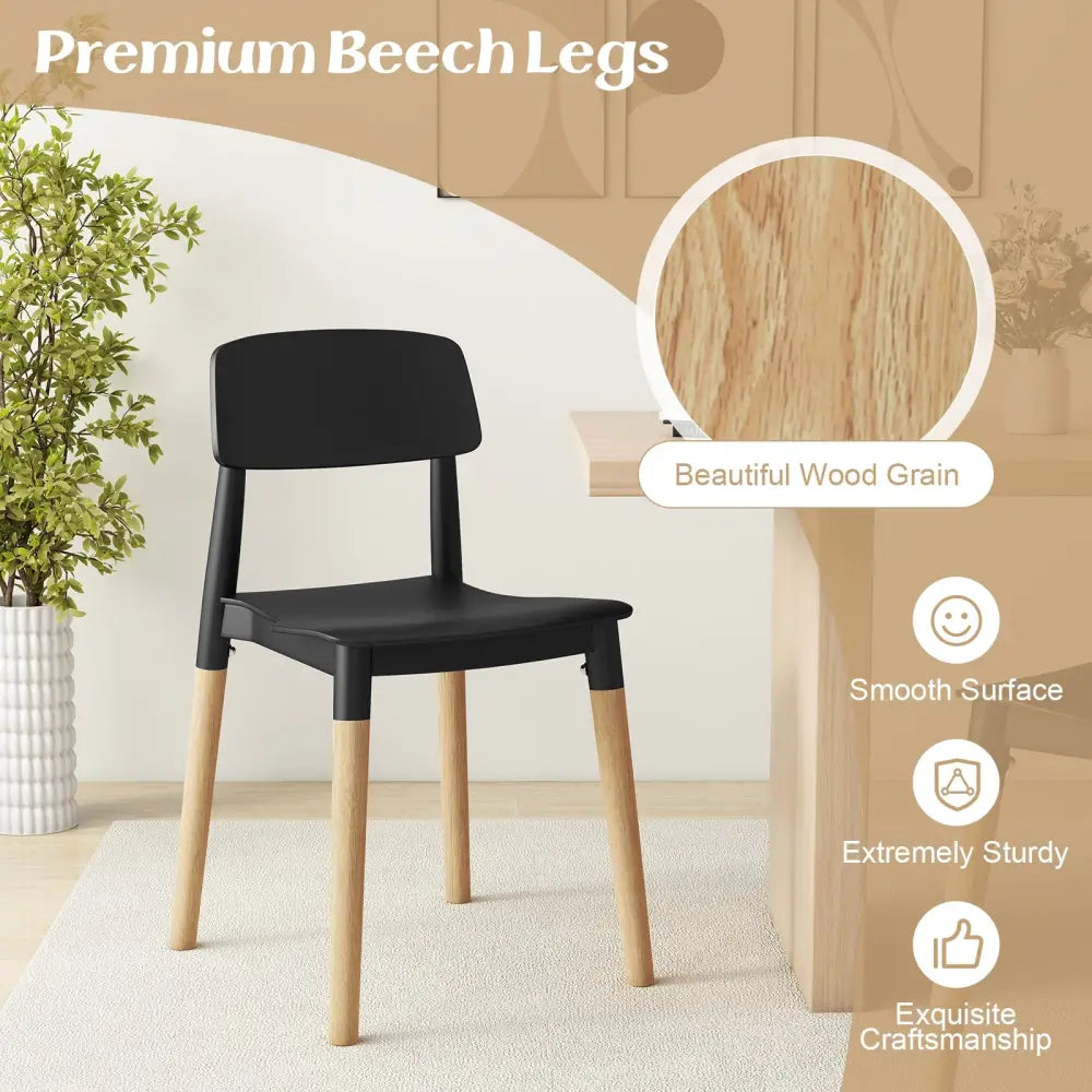 Modern Dining Side Chairs Set of 4 with Ergonomic Backrest for Dining Room-Black - Black - Dining Chairs