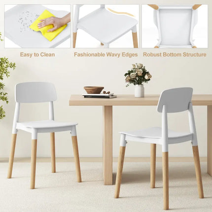 Modern Dining Side Chairs Set of 4 with Ergonomic Backrest for Dining Room-White - White - Dining Chairs