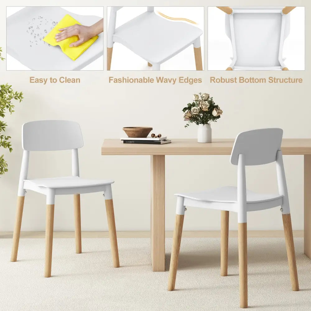 Modern Dining Side Chairs Set of 4 with Ergonomic Backrest for Dining Room-White - White - Dining Chairs
