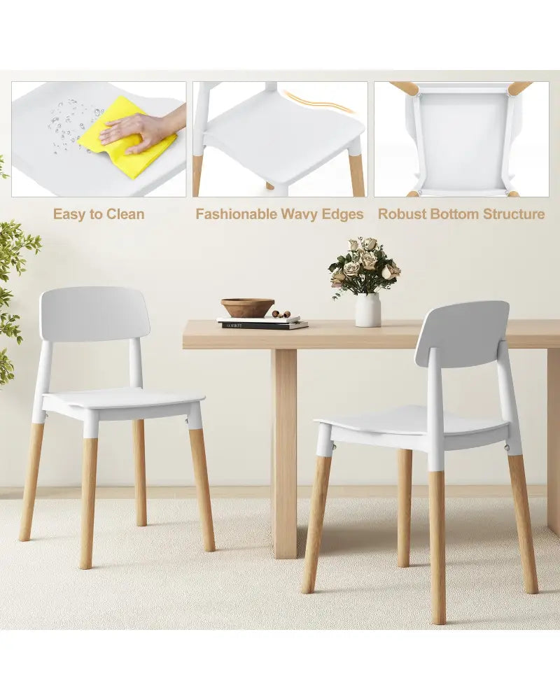 Modern Dining Side Chairs Set of 4 with Ergonomic Backrest for Dining Room-White - White - Dining Chairs