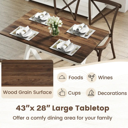Modern Dining Table Wooden Kitchen Table with X-shaped Frame-White - White - Dining Tables