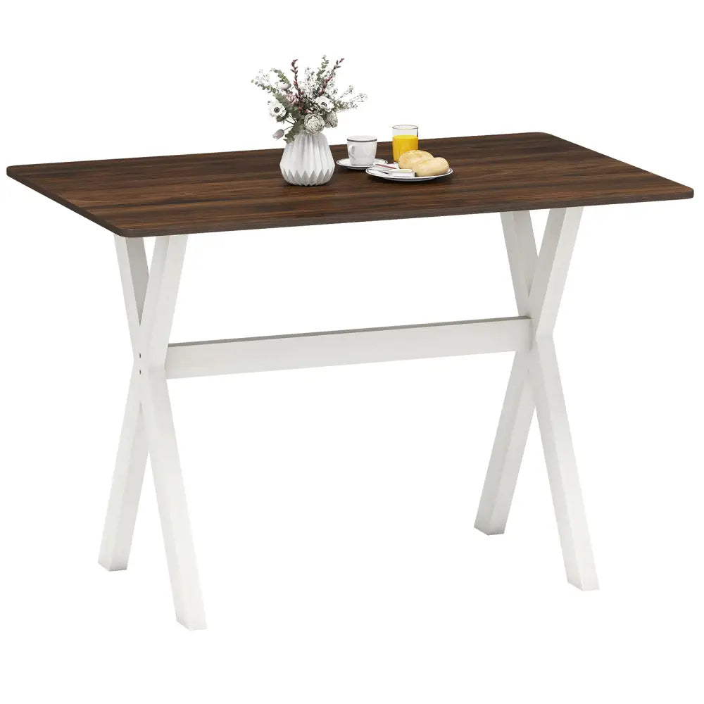 Modern Dining Table Wooden Kitchen Table with X-shaped Frame-White - White - Dining Tables