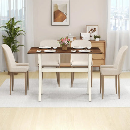 Modern Dining Table Wooden Kitchen Table with X-shaped Frame-White - White - Dining Tables