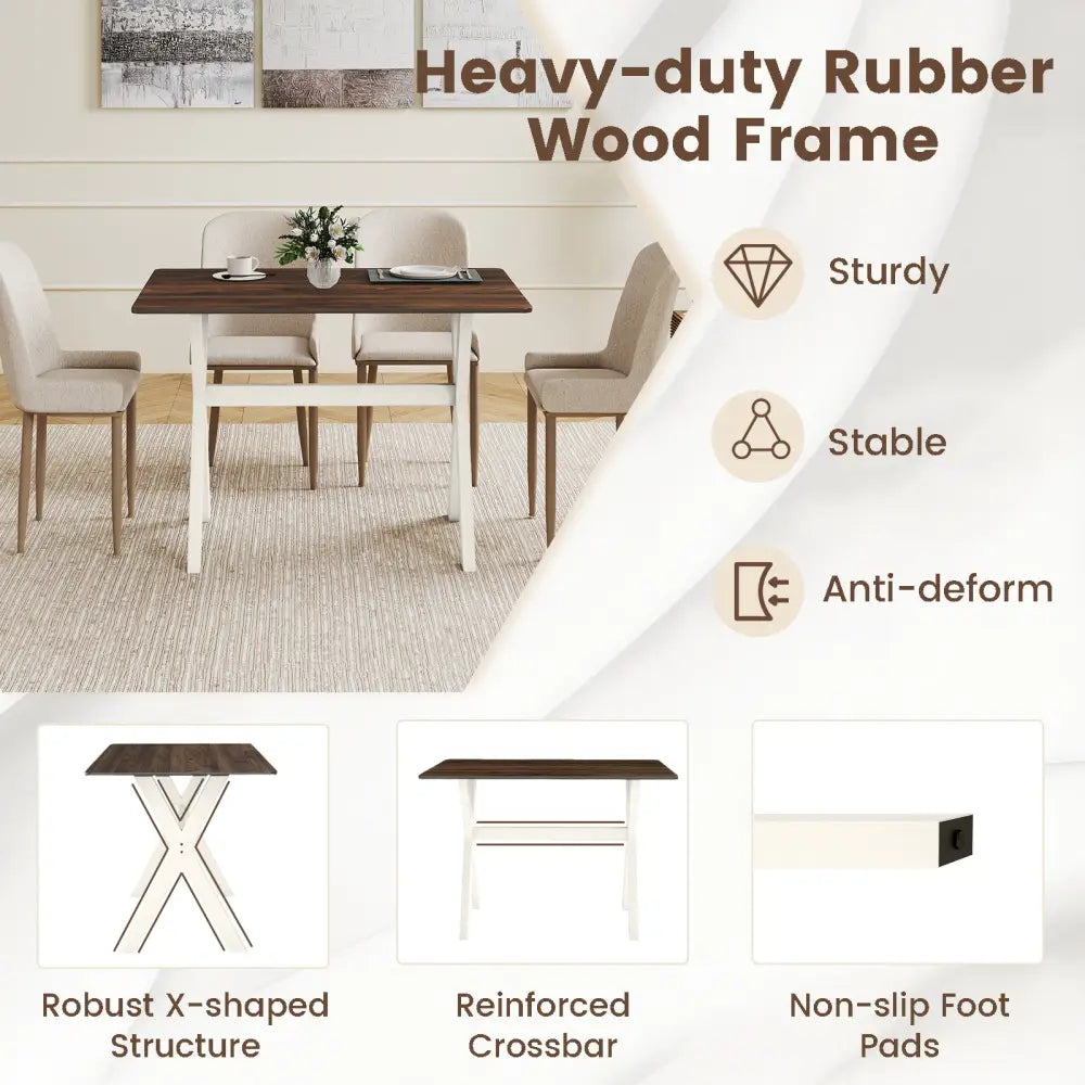 Modern Dining Table Wooden Kitchen Table with X-shaped Frame-White - White - Dining Tables