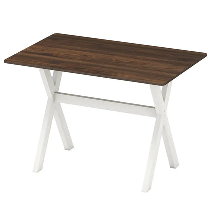 Modern Dining Table Wooden Kitchen Table with X-shaped Frame-White - White - Dining Tables